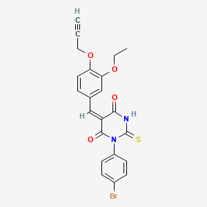 (5E)-1-(4-Bromophenyl)-5-{[3-ethoxy-4-(prop-2-YN-1-yloxy)phenyl]methylidene}-2-sulfanylidene-1,3-diazinane-4,6-dione