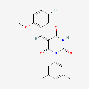 (5E)-5-[(5-chloro-2-methoxyphenyl)methylidene]-1-(3,5-dimethylphenyl)-1,3-diazinane-2,4,6-trione