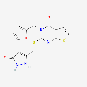 molecular formula C16H14N4O3S2 B5002901 3-(2-furylmethyl)-2-{[(5-hydroxy-1H-pyrazol-3-yl)methyl]thio}-6-methylthieno[2,3-d]pyrimidin-4(3H)-one 