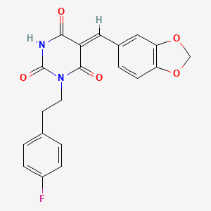 molecular formula C20H15FN2O5 B5002927 5-(1,3-benzodioxol-5-ylmethylene)-1-[2-(4-fluorophenyl)ethyl]-2,4,6(1H,3H,5H)-pyrimidinetrione 