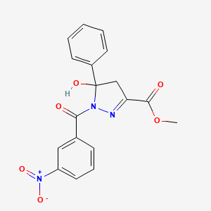 molecular formula C18H15N3O6 B5002947 methyl 5-hydroxy-1-(3-nitrobenzoyl)-5-phenyl-4H-pyrazole-3-carboxylate 