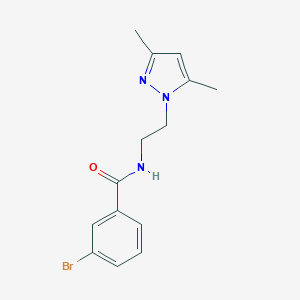 molecular formula C14H16BrN3O B500295 3-bromo-N-[2-(3,5-dimethyl-1H-pyrazol-1-yl)ethyl]benzamide CAS No. 890598-12-6