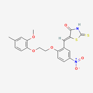 molecular formula C20H18N2O6S2 B5003049 5-{2-[2-(2-methoxy-4-methylphenoxy)ethoxy]-5-nitrobenzylidene}-2-thioxo-1,3-thiazolidin-4-one 