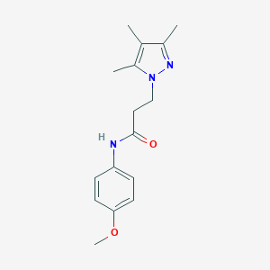 molecular formula C16H21N3O2 B500310 N-(4-methoxyphenyl)-3-(3,4,5-trimethyl-1H-pyrazol-1-yl)propanamide CAS No. 957498-23-6