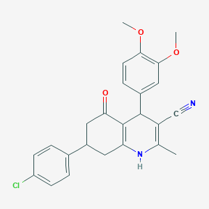 7-(4-chlorophenyl)-4-(3,4-dimethoxyphenyl)-2-methyl-5-oxo-1,4,5,6,7,8-hexahydro-3-quinolinecarbonitrile