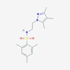 molecular formula C17H25N3O2S B500317 2,4,6-trimethyl-N-[2-(3,4,5-trimethyl-1H-pyrazol-1-yl)ethyl]benzenesulfonamide 