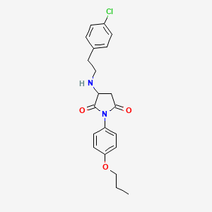 molecular formula C21H23ClN2O3 B5003203 3-{[2-(4-Chlorophenyl)ethyl]amino}-1-(4-propoxyphenyl)pyrrolidine-2,5-dione 