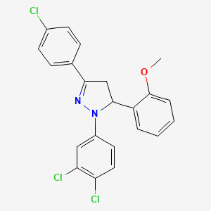 molecular formula C22H17Cl3N2O B5003208 5-(4-Chlorophenyl)-2-(3,4-dichlorophenyl)-3-(2-methoxyphenyl)-3,4-dihydropyrazole 