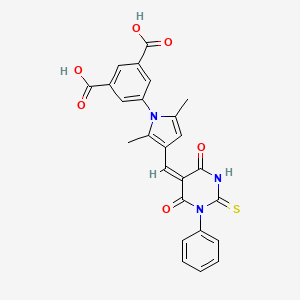 molecular formula C25H19N3O6S B5003219 5-{3-[(E)-(4,6-dioxo-1-phenyl-2-thioxotetrahydropyrimidin-5(2H)-ylidene)methyl]-2,5-dimethyl-1H-pyrrol-1-yl}benzene-1,3-dicarboxylic acid 