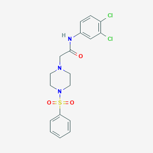 molecular formula C18H19Cl2N3O3S B500331 2-[4-(benzenesulfonyl)piperazin-1-yl]-N-(3,4-dichlorophenyl)acetamide CAS No. 890267-88-6