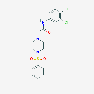 molecular formula C19H21Cl2N3O3S B500332 N-(3,4-dichlorophenyl)-2-{4-[(4-methylphenyl)sulfonyl]-1-piperazinyl}acetamide 