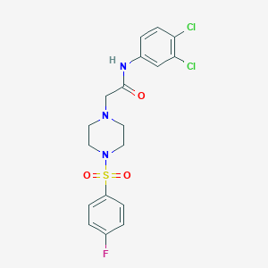 molecular formula C18H18Cl2FN3O3S B500334 N-(3,4-dichlorophenyl)-2-{4-[(4-fluorophenyl)sulfonyl]piperazinyl}acetamide CAS No. 890599-41-4