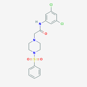 molecular formula C18H19Cl2N3O3S B500335 2-[4-(benzenesulfonyl)piperazin-1-yl]-N-(3,5-dichlorophenyl)acetamide CAS No. 850626-57-2