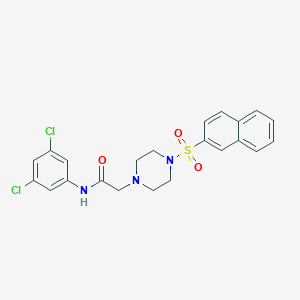 molecular formula C22H21Cl2N3O3S B500336 N-(3,5-dichlorophenyl)-2-(4-naphthalen-2-ylsulfonylpiperazin-1-yl)acetamide CAS No. 890599-53-8