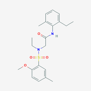 molecular formula C21H28N2O4S B5003391 N~2~-ethyl-N~1~-(2-ethyl-6-methylphenyl)-N~2~-[(2-methoxy-5-methylphenyl)sulfonyl]glycinamide 