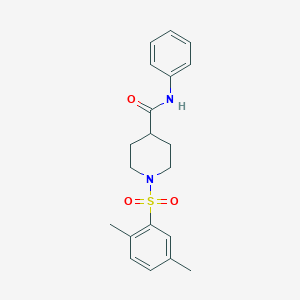 molecular formula C20H24N2O3S B5003393 1-[(2,5-dimethylphenyl)sulfonyl]-N-phenyl-4-piperidinecarboxamide 