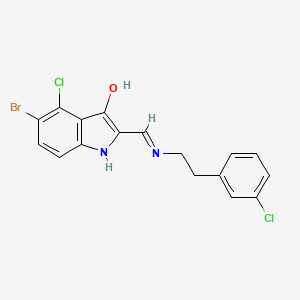 molecular formula C17H13BrCl2N2O B5003409 5-bromo-4-chloro-2-[2-(3-chlorophenyl)ethyliminomethyl]-1H-indol-3-ol 