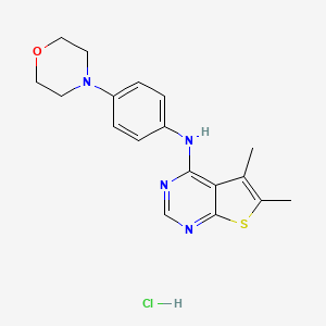 molecular formula C18H21ClN4OS B5003410 5,6-dimethyl-N-[4-(4-morpholinyl)phenyl]thieno[2,3-d]pyrimidin-4-amine hydrochloride 