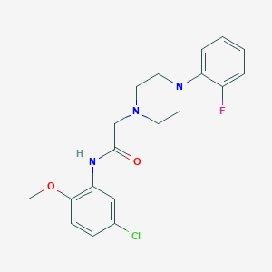 molecular formula C19H21ClFN3O2 B500344 N-(5-chloro-2-methoxyphenyl)-2-(4-(2-fluorophenyl)piperazin-1-yl)acetamide CAS No. 851966-10-4