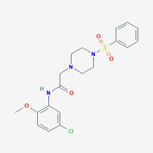 molecular formula C19H22ClN3O4S B500346 2-[4-(ベンゼンスルホニル)ピペラジン-1-イル]-N-(5-クロロ-2-メトキシフェニル)アセトアミド CAS No. 878723-18-3