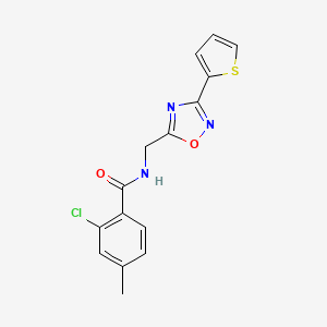 molecular formula C15H12ClN3O2S B5003474 2-chloro-4-methyl-N-[(3-thiophen-2-yl-1,2,4-oxadiazol-5-yl)methyl]benzamide 