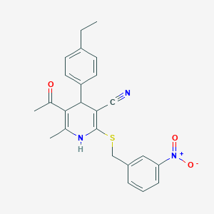 molecular formula C24H23N3O3S B5003536 5-Acetyl-4-(4-ethylphenyl)-6-methyl-2-[(3-nitrophenyl)methylsulfanyl]-1,4-dihydropyridine-3-carbonitrile 