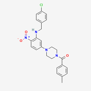 molecular formula C25H25ClN4O3 B5003540 N-[(4-CHLOROPHENYL)METHYL]-5-[4-(4-METHYLBENZOYL)PIPERAZIN-1-YL]-2-NITROANILINE 