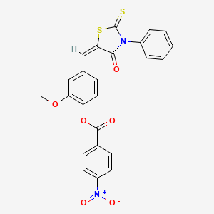 [2-methoxy-4-[(E)-(4-oxo-3-phenyl-2-sulfanylidene-1,3-thiazolidin-5-ylidene)methyl]phenyl] 4-nitrobenzoate