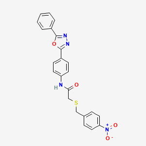 molecular formula C23H18N4O4S B5003569 2-[(4-nitrobenzyl)thio]-N-[4-(5-phenyl-1,3,4-oxadiazol-2-yl)phenyl]acetamide 