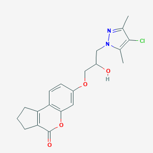 molecular formula C20H21ClN2O4 B500358 7-(3-(4-chloro-3,5-dimethyl-1H-pyrazol-1-yl)-2-hydroxypropoxy)-2,3-dihydrocyclopenta[c]chromen-4(1H)-one CAS No. 890597-93-0