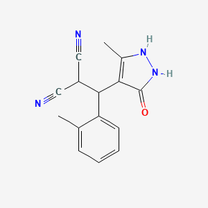 molecular formula C15H14N4O B5003613 [(5-hydroxy-3-methyl-1H-pyrazol-4-yl)(2-methylphenyl)methyl]propanedinitrile 