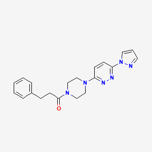 3-[4-(3-phenylpropanoyl)-1-piperazinyl]-6-(1H-pyrazol-1-yl)pyridazine