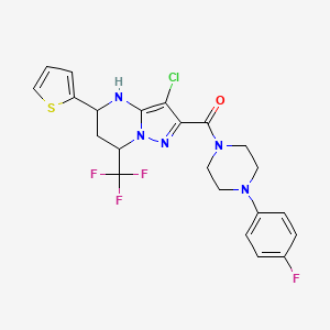 molecular formula C22H20ClF4N5OS B5003740 3-chloro-2-{[4-(4-fluorophenyl)-1-piperazinyl]carbonyl}-5-(2-thienyl)-7-(trifluoromethyl)-4,5,6,7-tetrahydropyrazolo[1,5-a]pyrimidine 