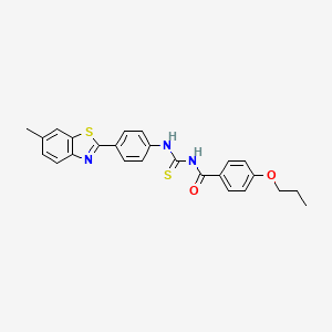 molecular formula C25H23N3O2S2 B5003890 N-{[4-(6-methyl-1,3-benzothiazol-2-yl)phenyl]carbamothioyl}-4-propoxybenzamide 