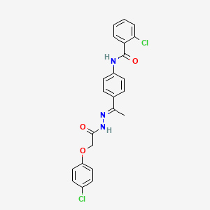 2-chloro-N-(4-{N-[(4-chlorophenoxy)acetyl]ethanehydrazonoyl}phenyl)benzamide