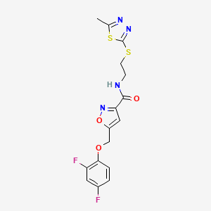 molecular formula C16H14F2N4O3S2 B5003907 5-[(2,4-difluorophenoxy)methyl]-N-{2-[(5-methyl-1,3,4-thiadiazol-2-yl)thio]ethyl}-3-isoxazolecarboxamide 