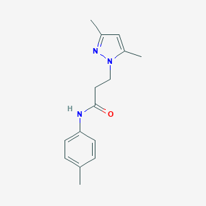 molecular formula C15H19N3O B500395 3-(3,5-dimethyl-1H-pyrazol-1-yl)-N-(4-methylphenyl)propanamide CAS No. 957511-97-6