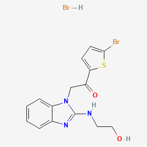 1-(5-Bromothiophen-2-yl)-2-[2-(2-hydroxyethylamino)benzimidazol-1-yl]ethanone;hydrobromide