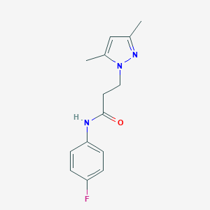 molecular formula C14H16FN3O B500397 3-(3,5-dimethyl-1H-pyrazol-1-yl)-N-(4-fluorophenyl)propanamide CAS No. 895251-44-2