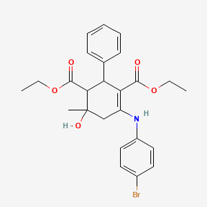 molecular formula C25H28BrNO5 B5004017 diethyl 4-[(4-bromophenyl)amino]-6-hydroxy-6-methyl-2-phenyl-3-cyclohexene-1,3-dicarboxylate 