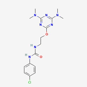 molecular formula C16H22ClN7O2 B5004085 N-(2-{[4,6-bis(dimethylamino)-1,3,5-triazin-2-yl]oxy}ethyl)-N'-(4-chlorophenyl)urea 