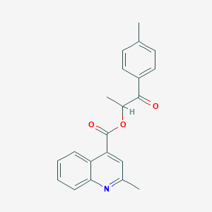 molecular formula C21H19NO3 B500410 1-(4-Methylphenyl)-1-oxopropan-2-yl 2-methylquinoline-4-carboxylate 