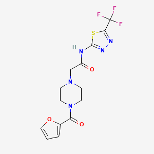 2-[4-(furan-2-carbonyl)piperazin-1-yl]-N-[5-(trifluoromethyl)-1,3,4-thiadiazol-2-yl]acetamide