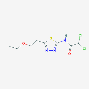 molecular formula C8H11Cl2N3O2S B5004145 2,2-dichloro-N-[5-(2-ethoxyethyl)-1,3,4-thiadiazol-2-yl]acetamide 