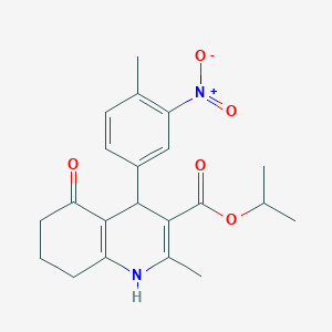 molecular formula C21H24N2O5 B5004169 Propan-2-yl 2-methyl-4-(4-methyl-3-nitrophenyl)-5-oxo-1,4,5,6,7,8-hexahydroquinoline-3-carboxylate 