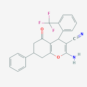 2-amino-5-oxo-7-phenyl-4-[2-(trifluoromethyl)phenyl]-5,6,7,8-tetrahydro-4H-chromene-3-carbonitrile