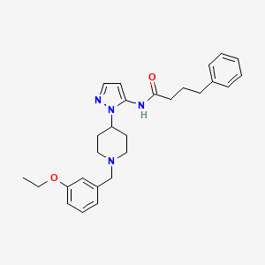 molecular formula C27H34N4O2 B5004209 N-{1-[1-(3-ethoxybenzyl)-4-piperidinyl]-1H-pyrazol-5-yl}-4-phenylbutanamide 