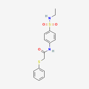 molecular formula C16H18N2O3S2 B5004261 N-[4-(ethylsulfamoyl)phenyl]-2-(phenylsulfanyl)acetamide 