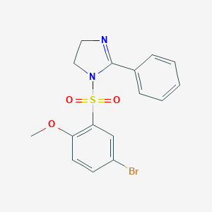 molecular formula C16H15BrN2O3S B500428 1-(5-Bromo-2-methoxyphenyl)sulfonyl-2-phenyl-4,5-dihydroimidazole CAS No. 701929-62-6