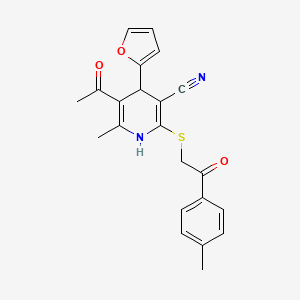 molecular formula C22H20N2O3S B5004307 5-acetyl-4-(2-furyl)-6-methyl-2-{[2-(4-methylphenyl)-2-oxoethyl]thio}-1,4-dihydro-3-pyridinecarbonitrile 